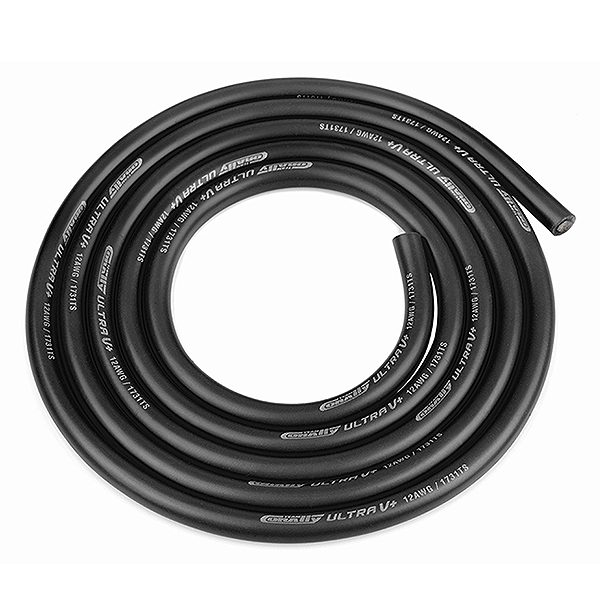 Corally Ultra V+ Silicone Wire Super Flexible Black 12awg 1731/0.05 Strands Od4.5mm 1m