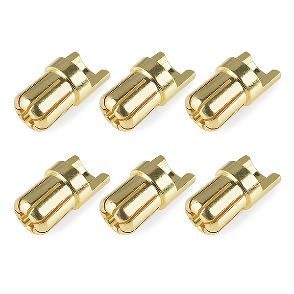 Corally Bullit Connector 6.5mm Male Solid Type Gold Plated Ultra Low Resistance Wire Straight 6pcs