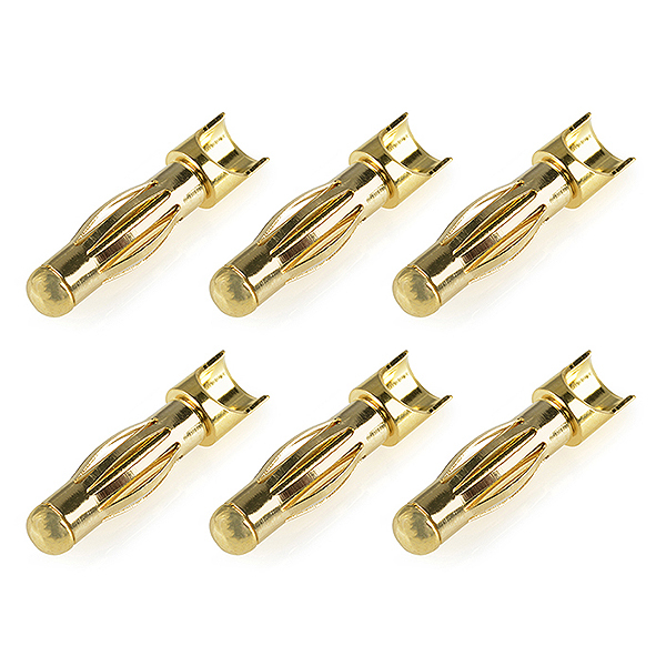 Corally Bullit Connector 4.0mm Male Spring Type Gold Plated Wire Straight 6pcs