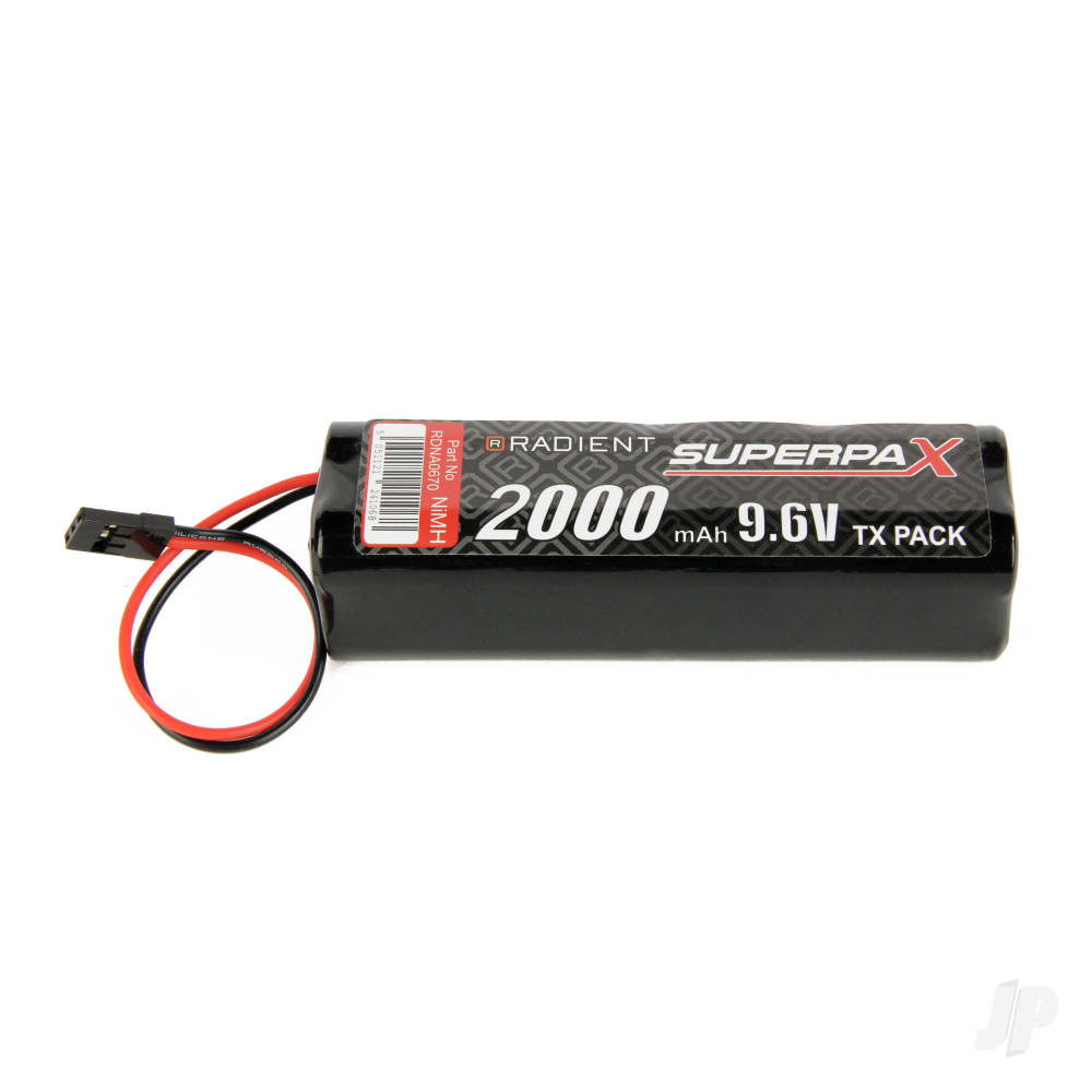 Radient NiMH 9.6V 2000mAh AA Square, Tx, JR