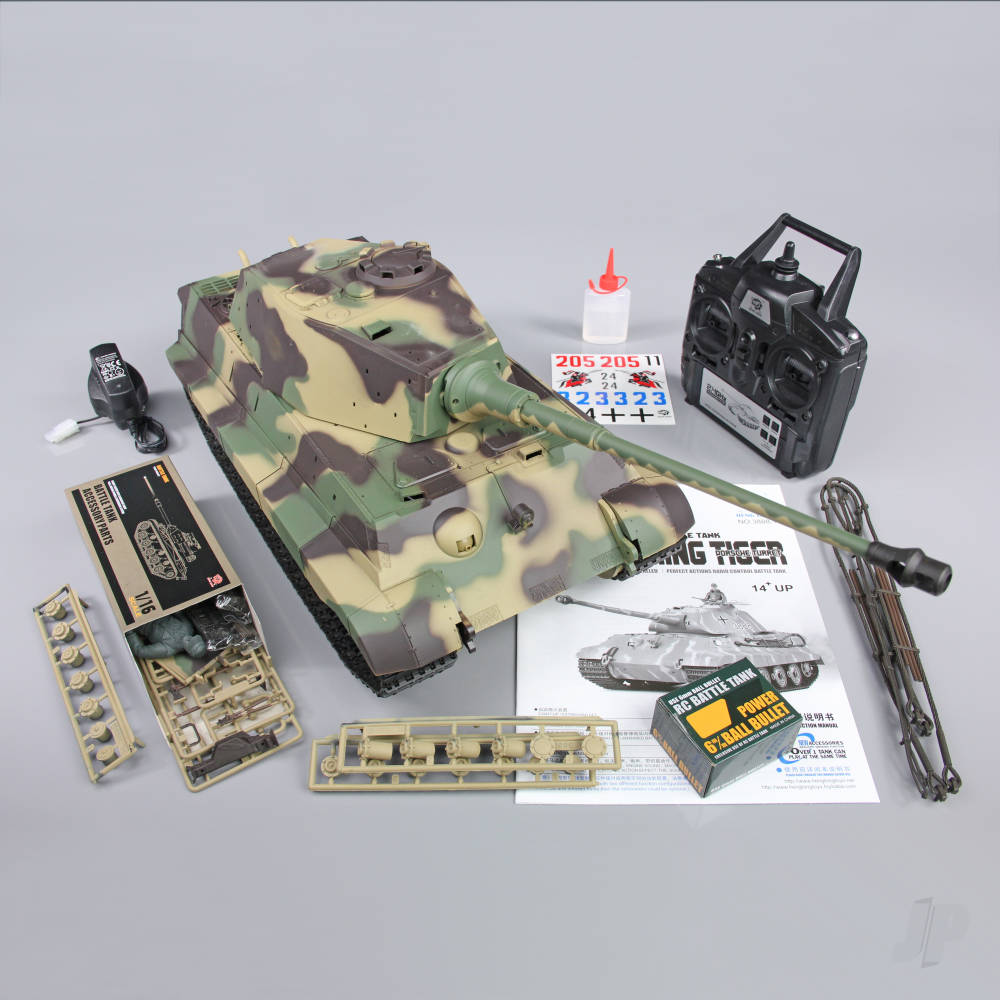 Henglong 1:16 German King Tiger Henschel with Infrared Battle System (2.4GHz + Shooter + Smoke + Sound + Metal Gearbox + Metal Tracks + Sprocket + Idler)-3