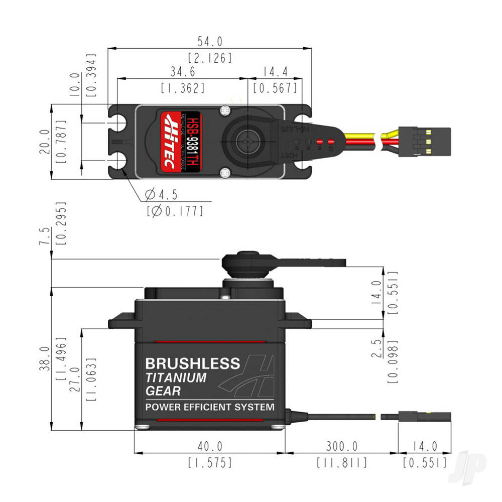 Hitec HSB-9381TH Standard Digital Brushless Servo 72g 34kg/0.14s 6.0V - 7.4V-3