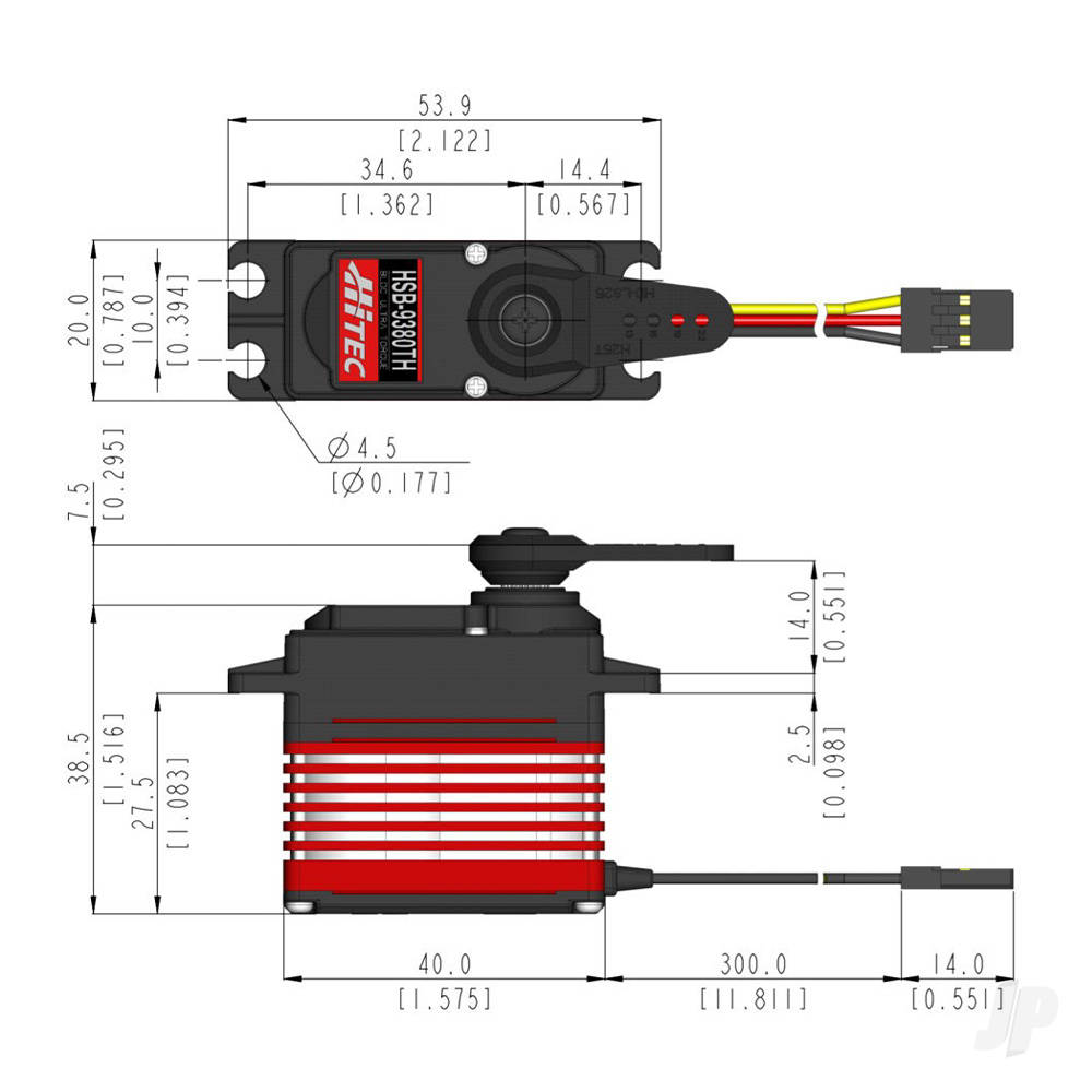 Hitec HSB-9380TH Standard Digital Brushless Servo 68g 34kg/0.14s 6.0V - 7.4V-7