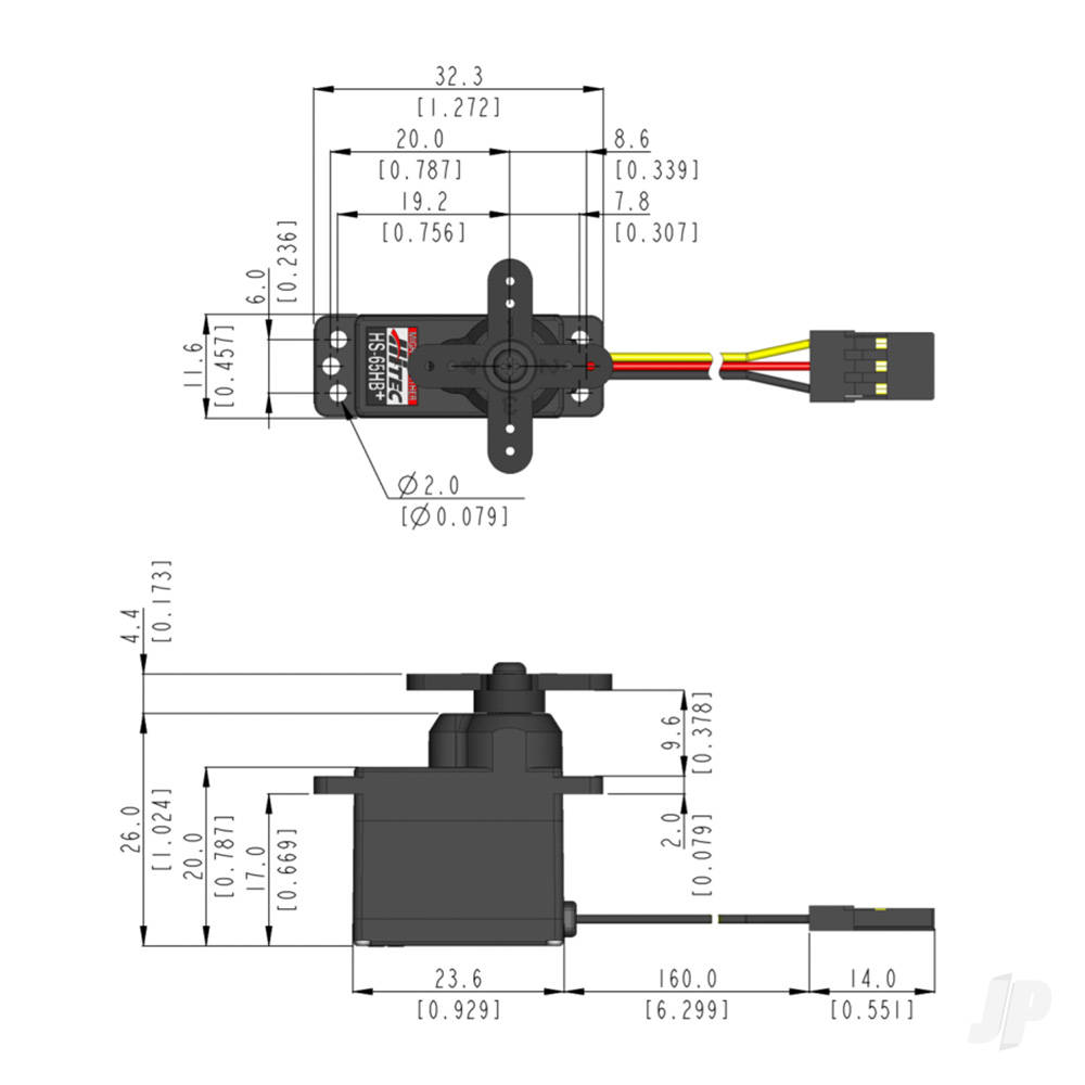HS-65HB Ultra Micro Analogue Cored Servo 11.2g 1.9kg/0.13s 4.8V - 6.0V (Bulk 20 pcs)-5