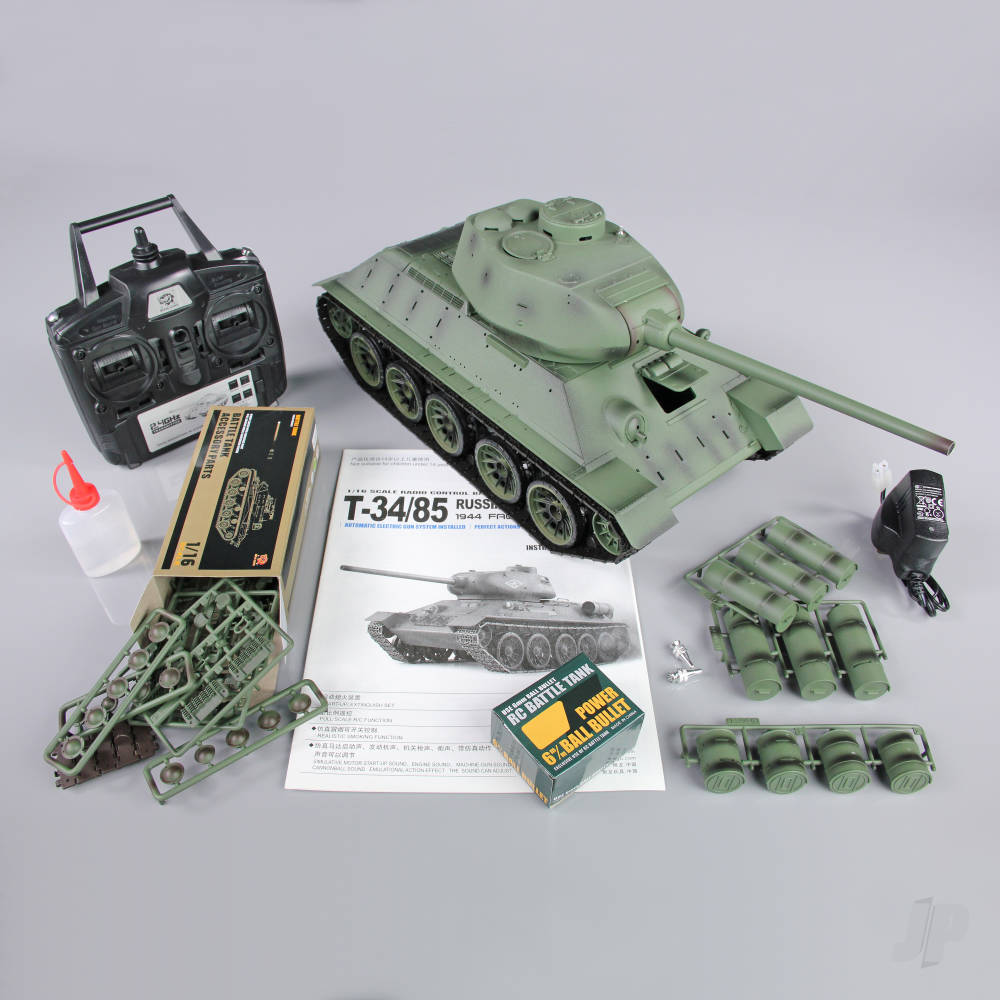 1:16 Russian T-34/85 1944 Tank with Infrared Battle System (2.4GHz + Shooter + Smoke + Sound)-2