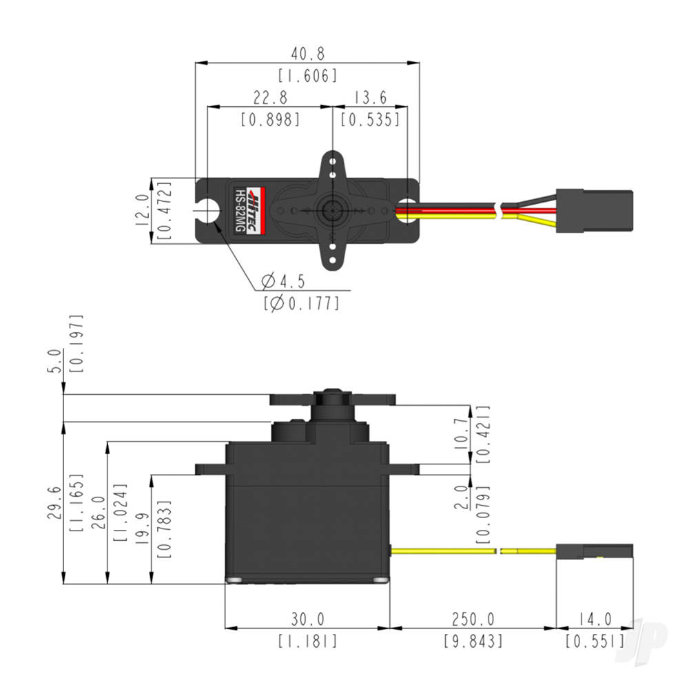 HS-82MG Micro Analogue Cored Servo 19g 3.4kg/0.1s 4.8V - 6.0V (Bulk 20 pcs)-5