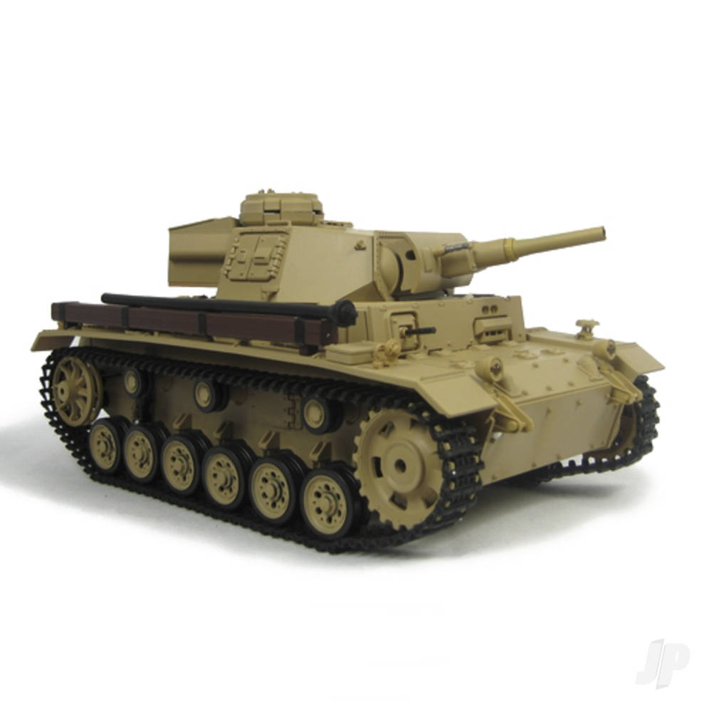 1:16 Tauch Panzer III with Infrared Battle System (2.4GHz + Shooter + Smoke + Sound + Metal Gearbox)-3