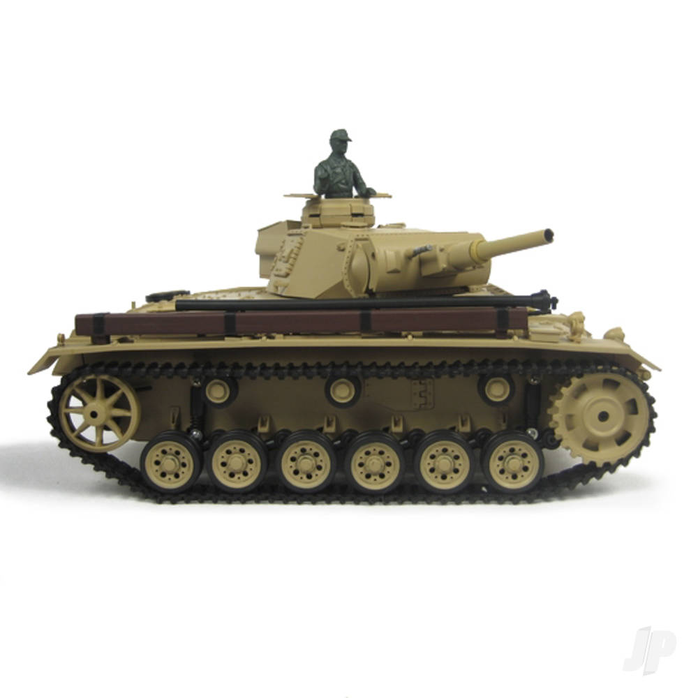 1:16 Tauch Panzer III with Infrared Battle System (2.4GHz + Shooter + Smoke + Sound + Metal Gearbox)-6