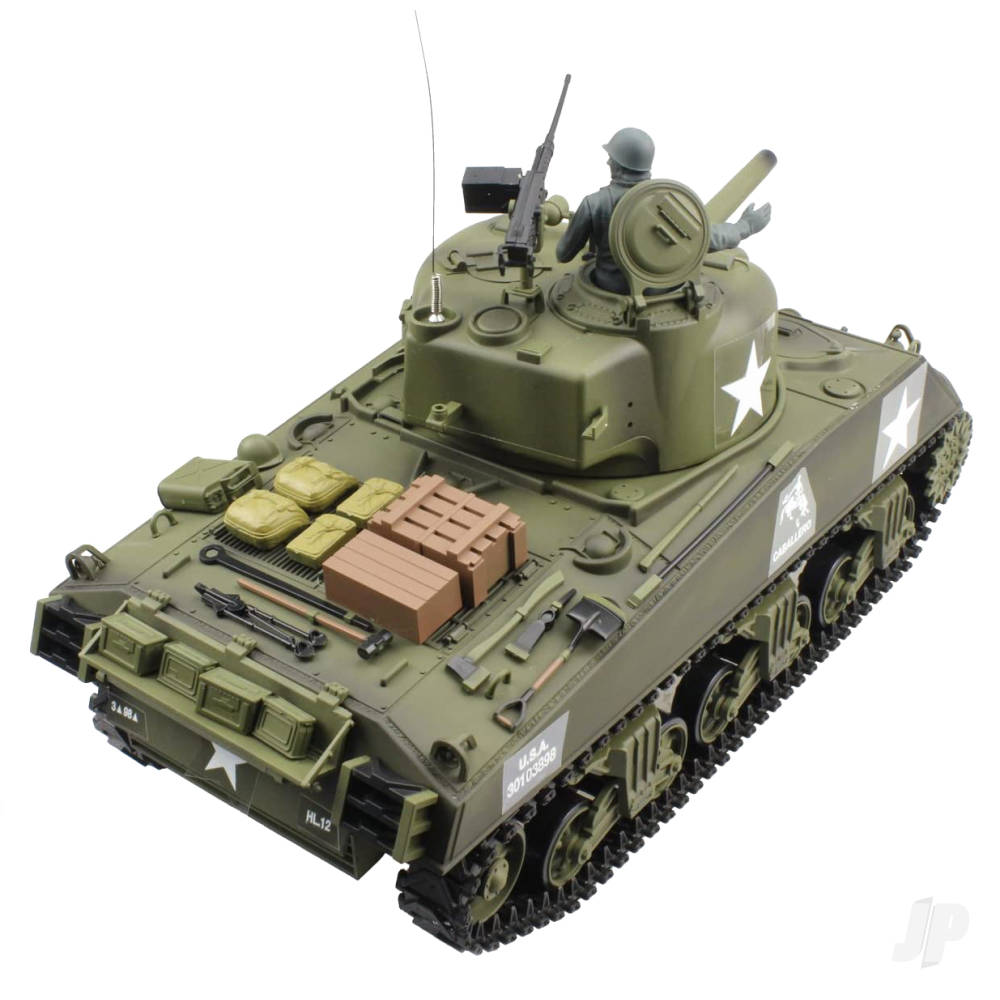 Henglong 1:16 U.S. Medium Tank M4A3 Sherman with Infrared Battle System (2.4GHz + Shooter + Smoke + Sound)-2