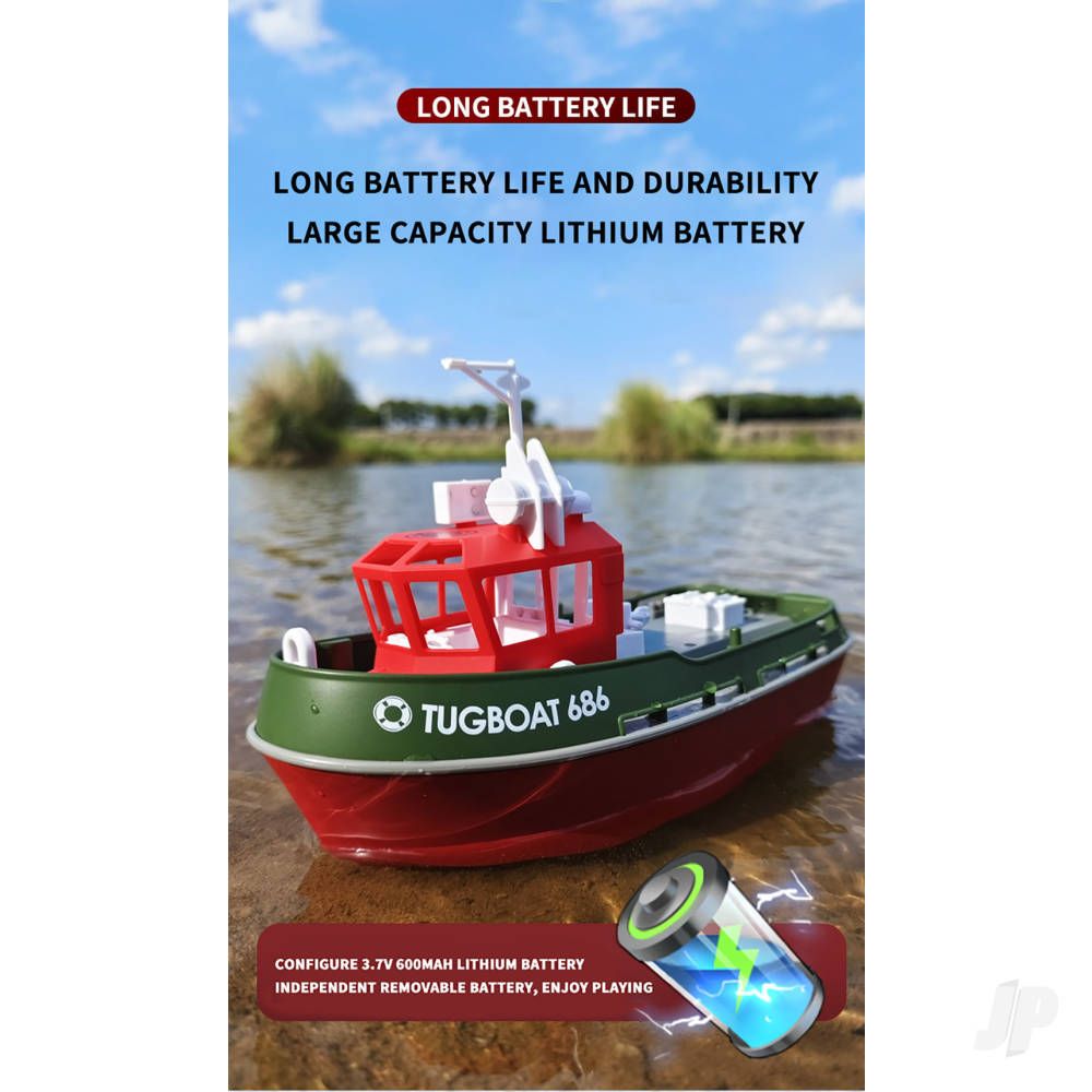 Henglong 1:72 Mini Tugboat, RTR, Green (230mm)-6