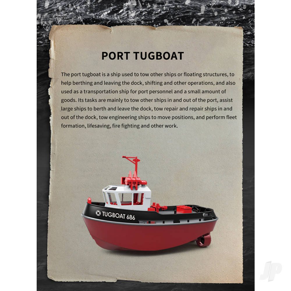 Henglong 1:72 Mini Tugboat, RTR, Black (230mm)-4