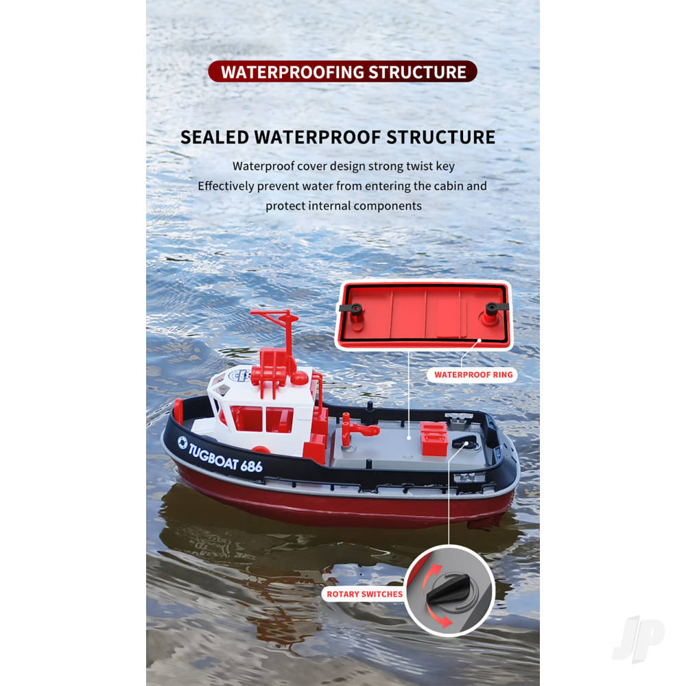 Henglong 1:72 Mini Tugboat, RTR, Black (230mm)-6