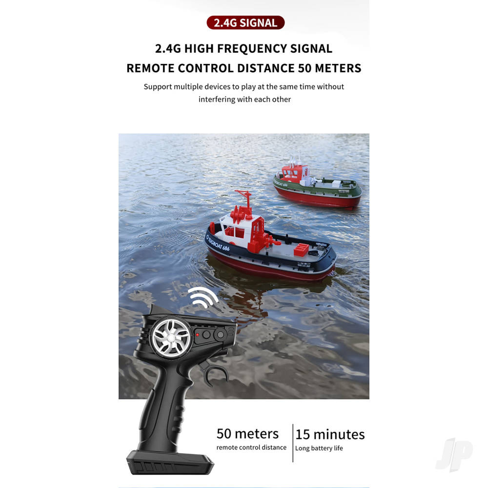 Henglong 1:72 Mini Tugboat, RTR, Black (230mm)-10