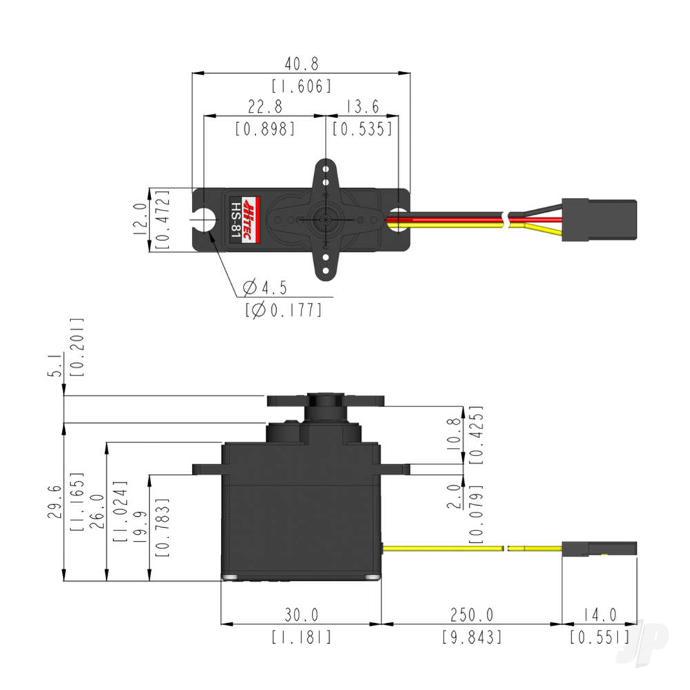 Hitec HS-81 Micro Analogue Cored Servo 16.6g 3kg/0.09s 4.8V - 6.0V-7