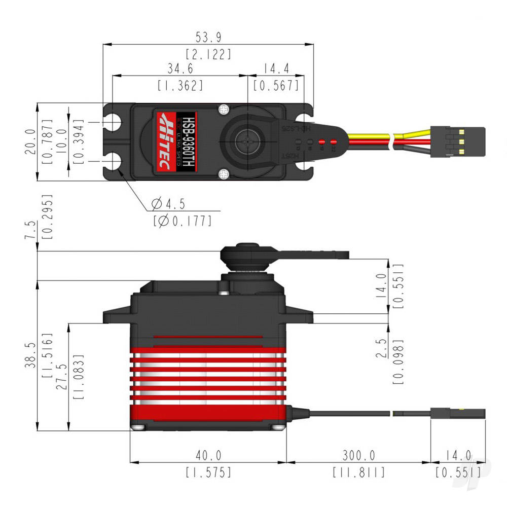 Hitec HSB-9360TH Standard Digital Brushless Servo 68g 17kg/0.06s 6.0V - 7.4V-7