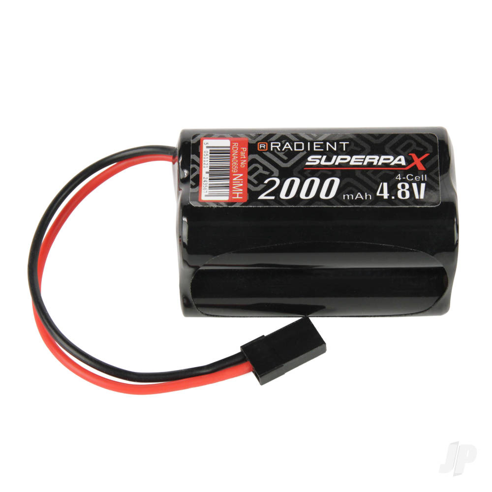 Radient NiMH 4.8V 2000mAh AA Square, Rx, JR