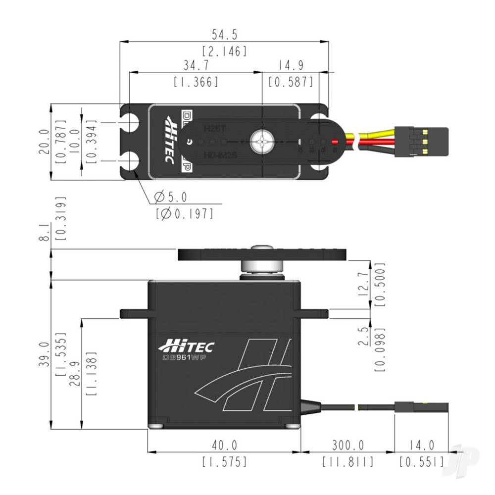 Hitec DB961WP Standard Digital Brushless Servo 90g 55kg/0.15s 4.0V - 8.4V-8