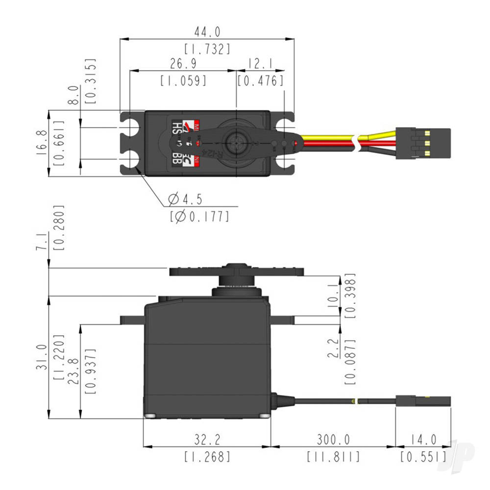 Hitec HS-225BB Mini Analogue Cored Servo 27g 4.8kg/0.11s 4.8V - 6.0V-7