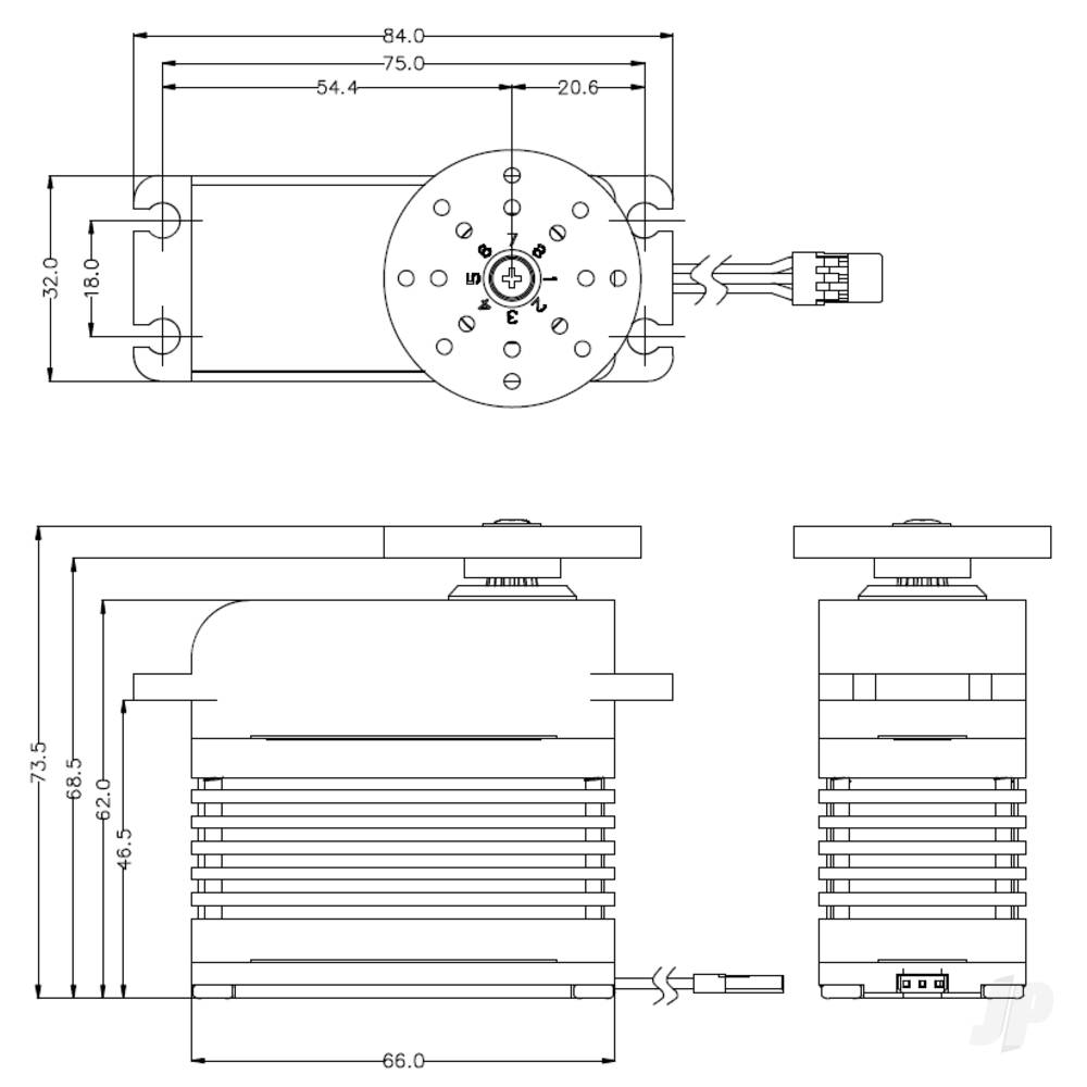 Hitec D845WP Giant Digital Cored Servo 227g 50kg/0.17s 4.8V - 7.4V-7
