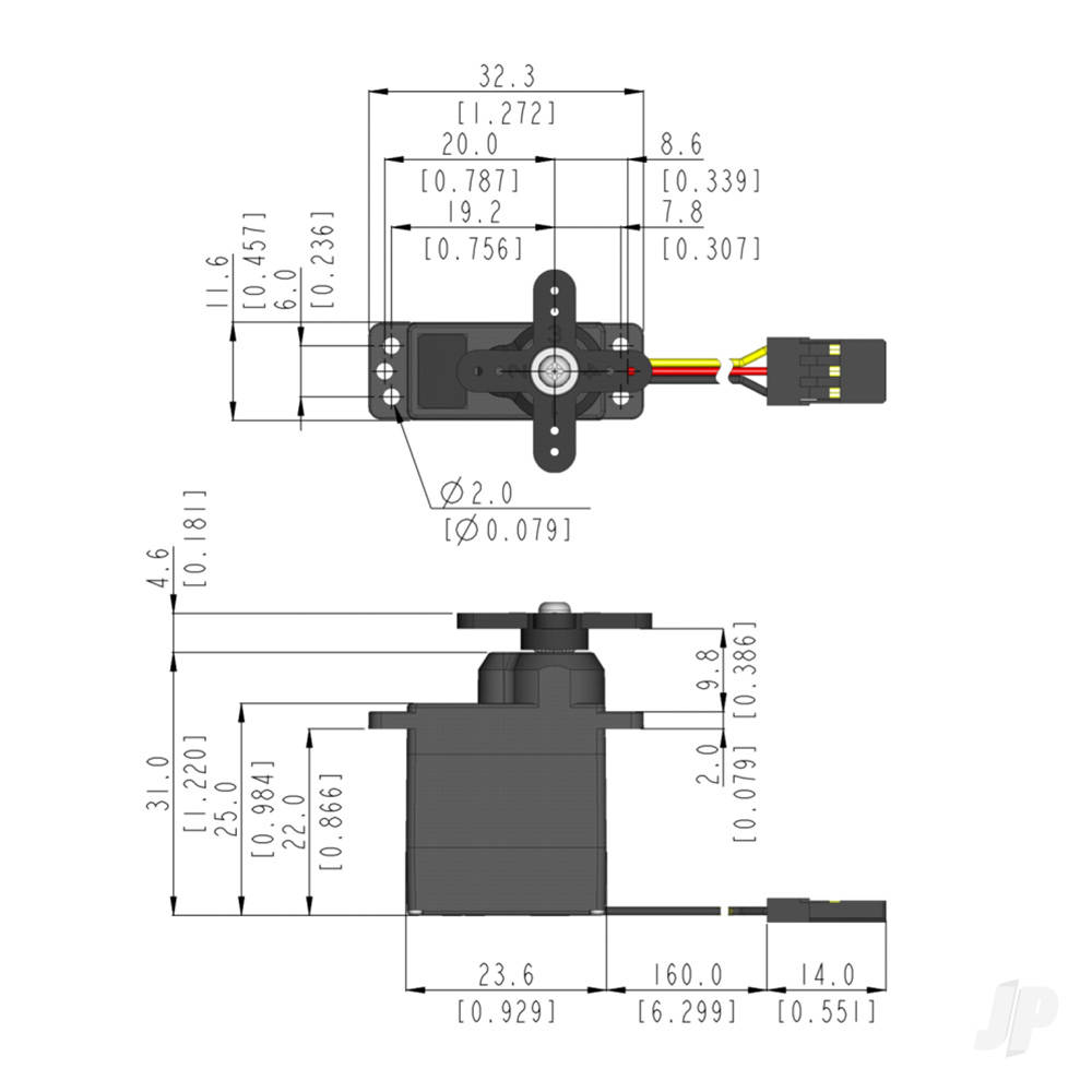 Hitec D71MH Ultra Micro Digital Brushed Motor 12.5g 4.1kg/0.13s 6.0 - 7.4v-2