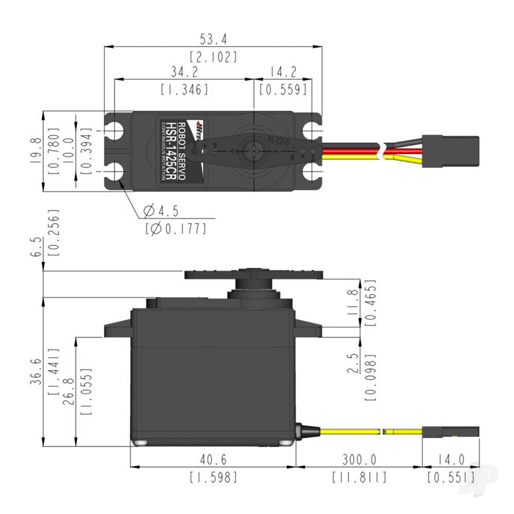 Hitec HSR-1425CR Standard Analogue Cored Servo 41.7g 3.4kg/0.87s 4.8V - 6.0V-6