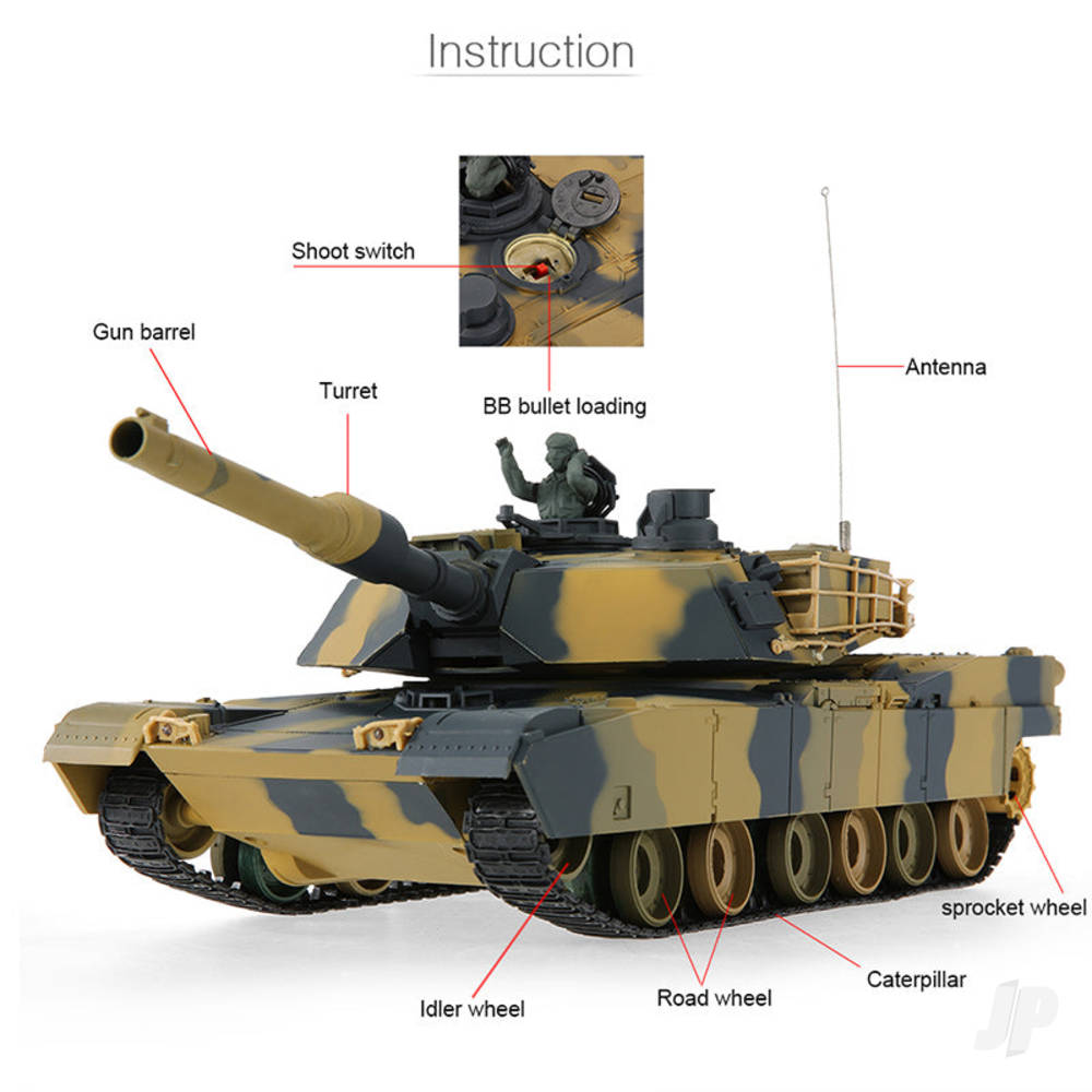 1:24 M1A2 with Infrared Battle System (2.4Ghz + Shooter + Sound)-6