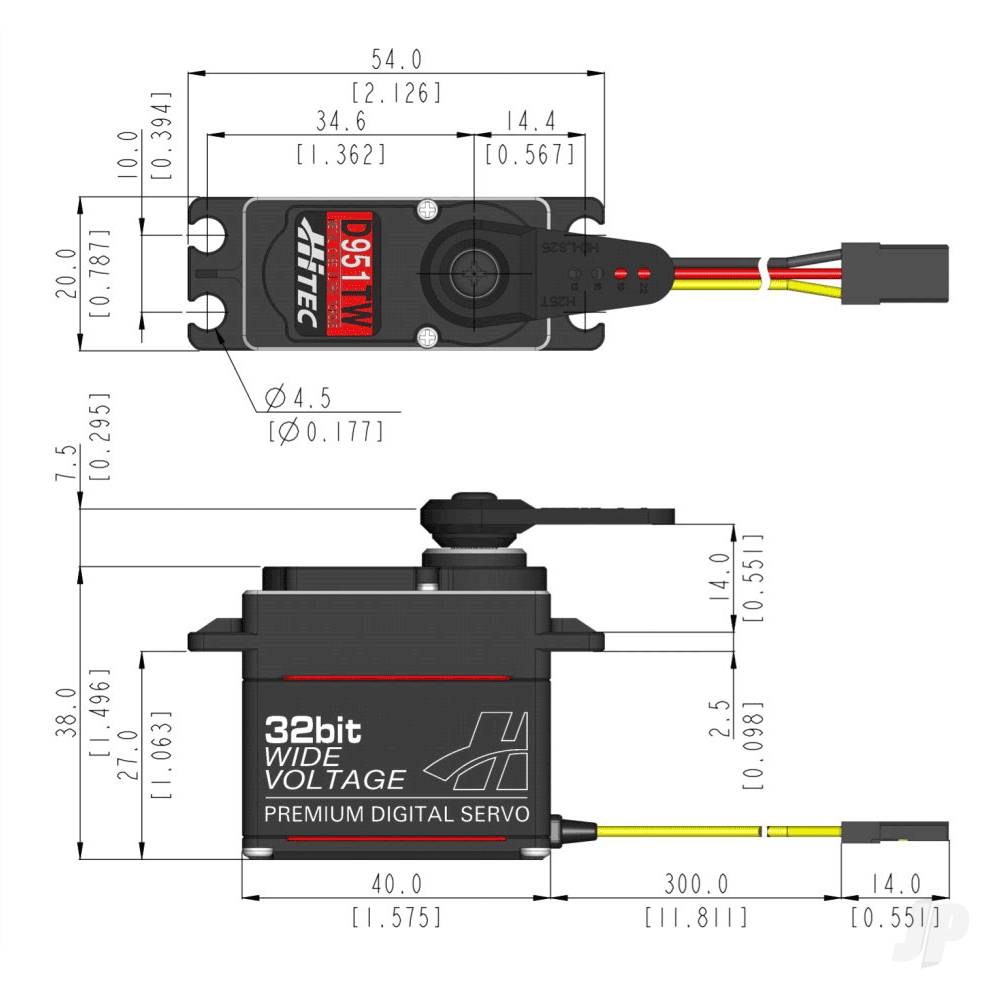 Hitec D951TW Standard Digital Coreless Servo 68g 35kg/0.14s 4.8V - 7.4V-6