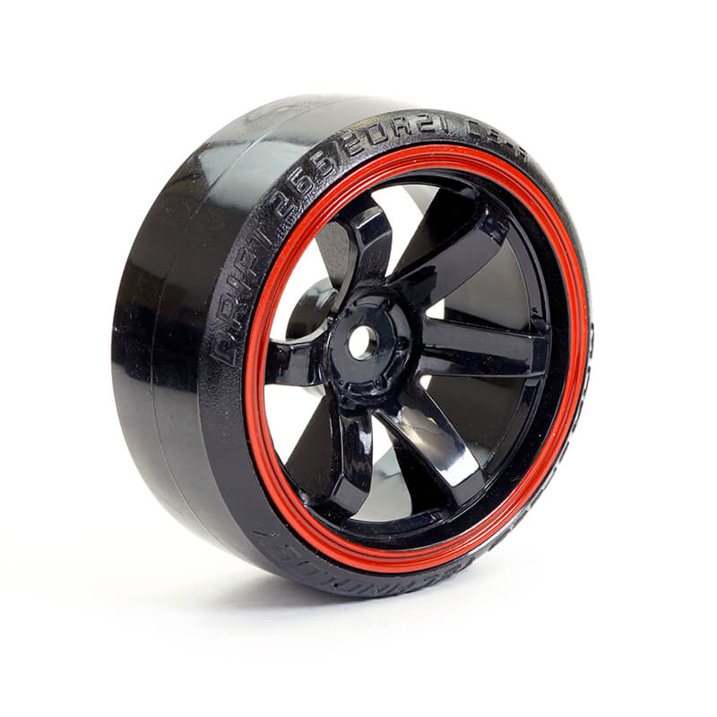 Fastrax 1/10 Street/drift Tyre 6-spoke Wheel (6mm Offset) - Black With Red Trim