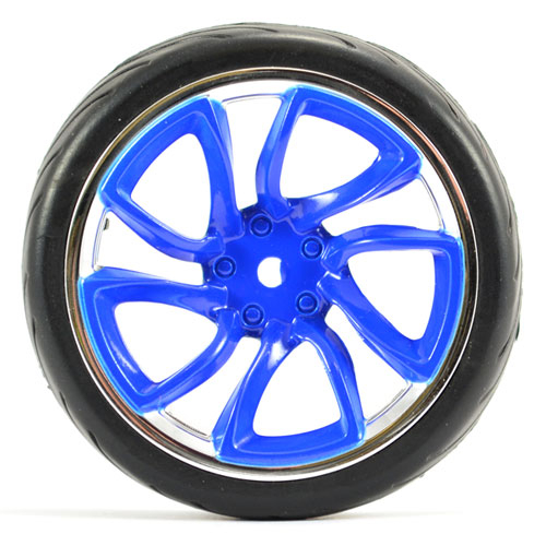 Fastrax 1/10 Street/tread Tyre Tri-5 Blue/chrome Wheel