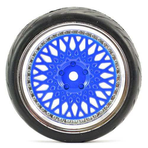 Fastrax 1/10 Street/tread Tyre Classic Blue/chrome Wheel