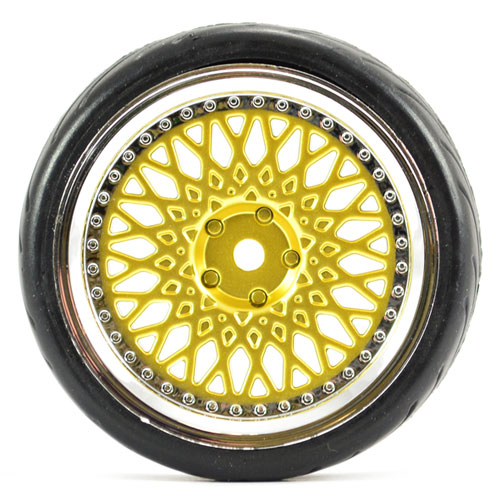 Fastrax 1/10 Street/tread Tyre Classic Gold/chrome Wheel