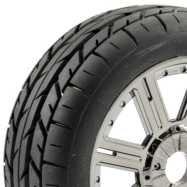 Fastrax 1/8 Eagle Tread Mounted On 8-spoke Black Chrome (pr)