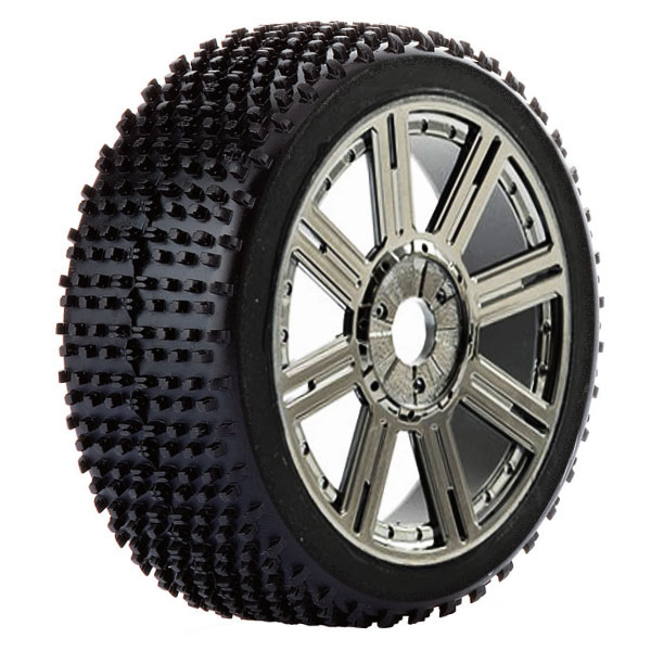 Fastrax 1/8 Cuboid Mounted On 8-spoke Black Chrome (pr)