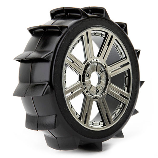 Fastrax 1/8 Paddle Mounted On 8-spoke Black Chrome (pr)