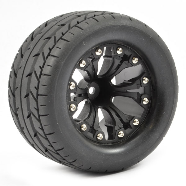 Fastrax 1:10 Mt Eagle Mounted 6-spoke Black 1/2 Offset (pr)