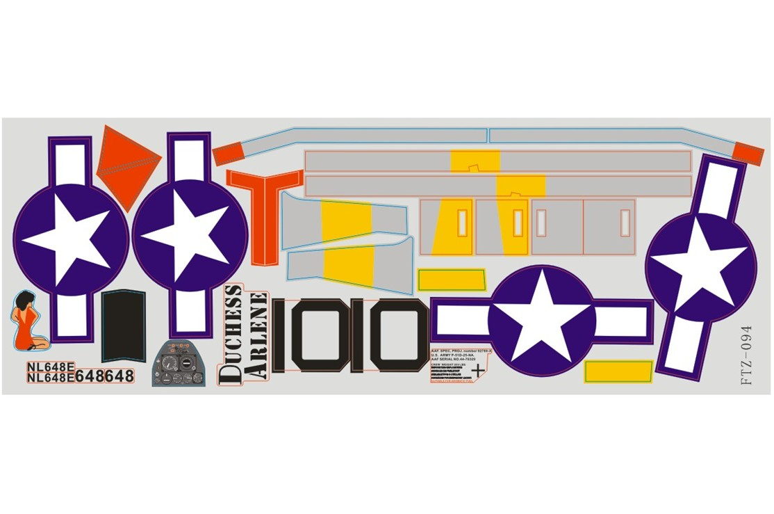 Fms P51 V7/v8 Red Tail Decal Sheet