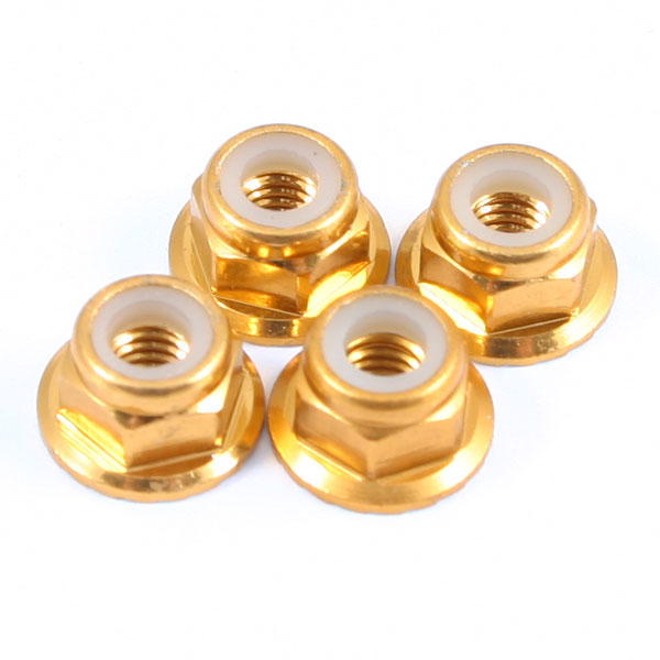 fastrax-m4-gold-flanged-locknuts-4pcs