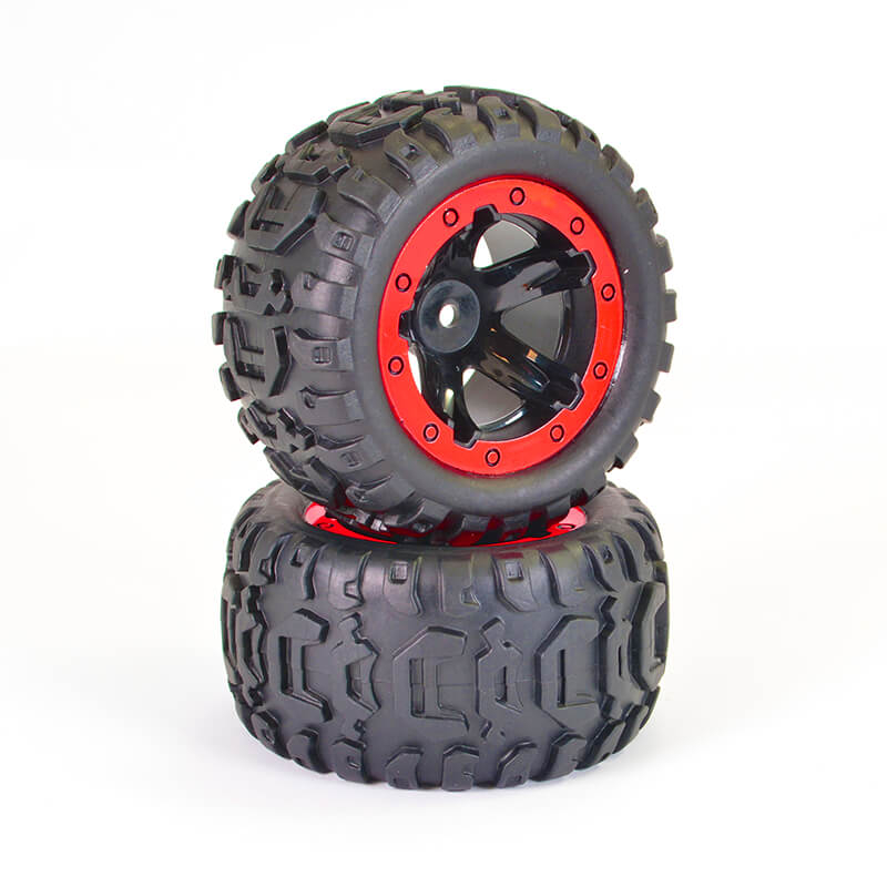 Ftx Tracer Monster Truck Red Wheel/tyres Complete (pr)
