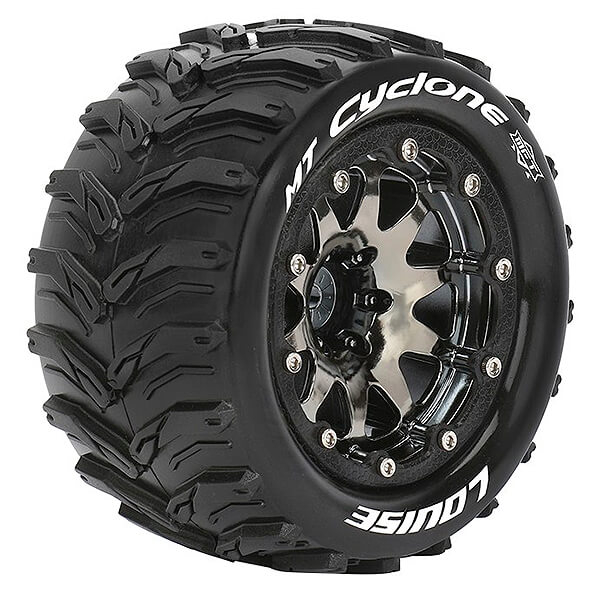 Louise Rc Mt-cyclone 1/10 Soft Bead-lock/1/2 Offset Hex 12m Black Chrome