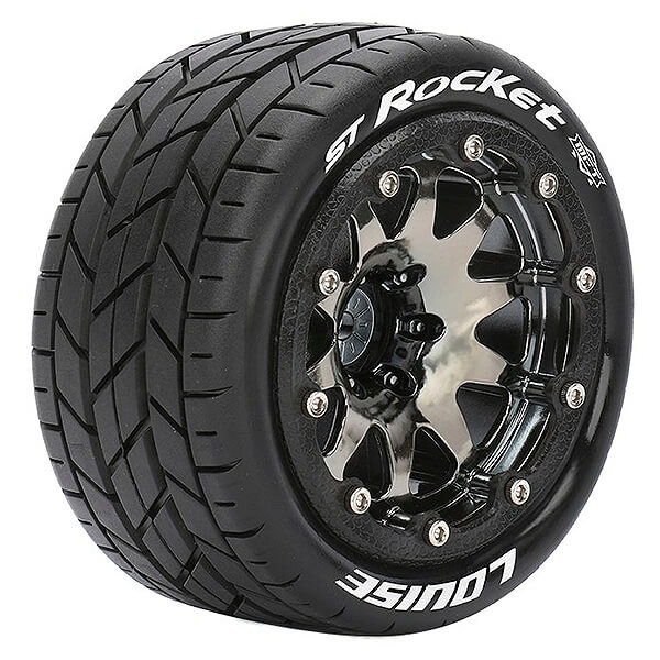 Louise Rc St-rocket 1/10 Soft Bead-lock/1/2 Offset Hex 12mm Black Chrome