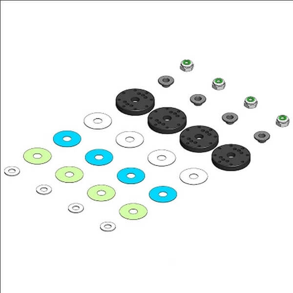 Mip Bypass1 Pistons, 8-hole Set, 16mm, Kyosho Mp9/10 1/8th