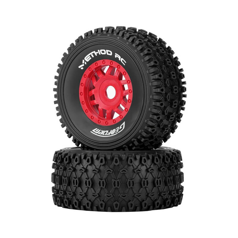 Method Geoform 1/8 Sc Tyres On 17mm Hex Red Wheels (pr)