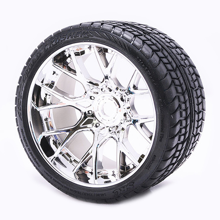 Sweep Road Crusher Belted Tyre Silver 17mm Wheels 1/2