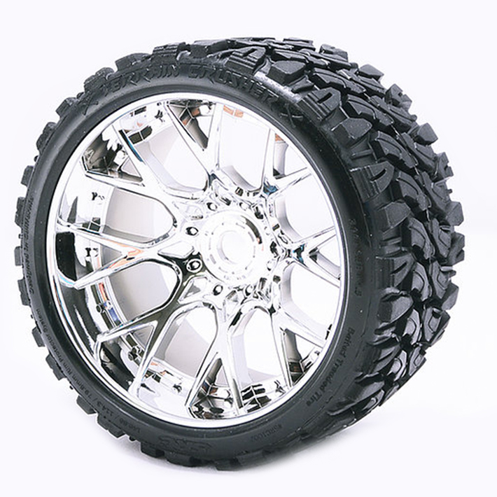Sweep Terrain Crusher Belted Tyre Silver 17mm Wheel 1/2 Offs